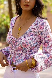THE CHARLIE COTTAGECORE PRINTED PEASANT TOP